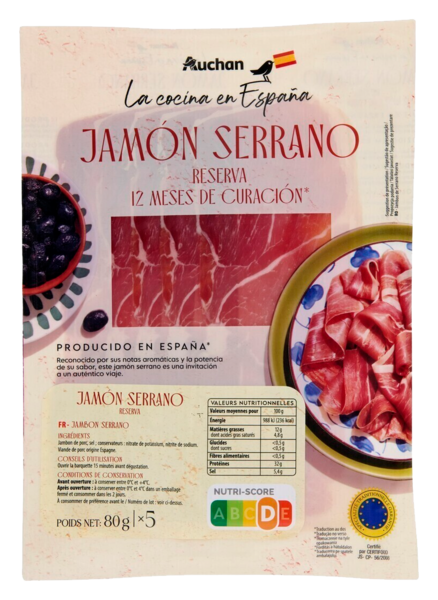  Jamon Serrano Auchan La Cocina En Espana code EAN 3596710538362 