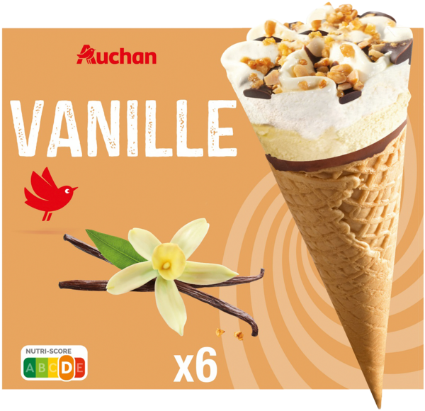 Cônes Glacés Vanille Auchan