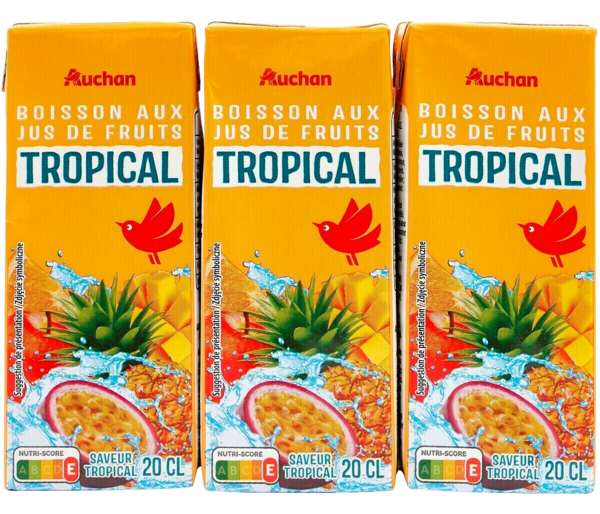  Briquettes De Jus De Fruits Saveur Tropical Auchan code EAN 3596710540983 