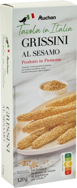  Gressins Au Sésame Auchan Tavola In Italia code EAN 3596710542475 