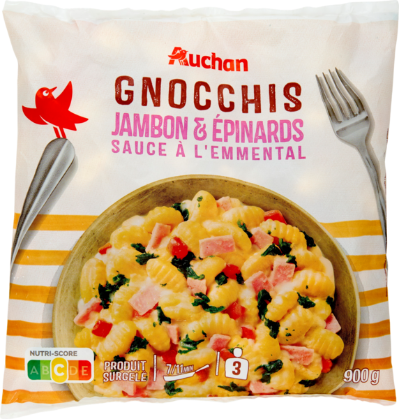  Gnocchis Jambon Emmental Épinards Surgelés Auchan code EAN 3596710545056 