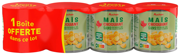  Maïs Croquant Sans Résidus De Pesticides Auchan code EAN 3596710552498 