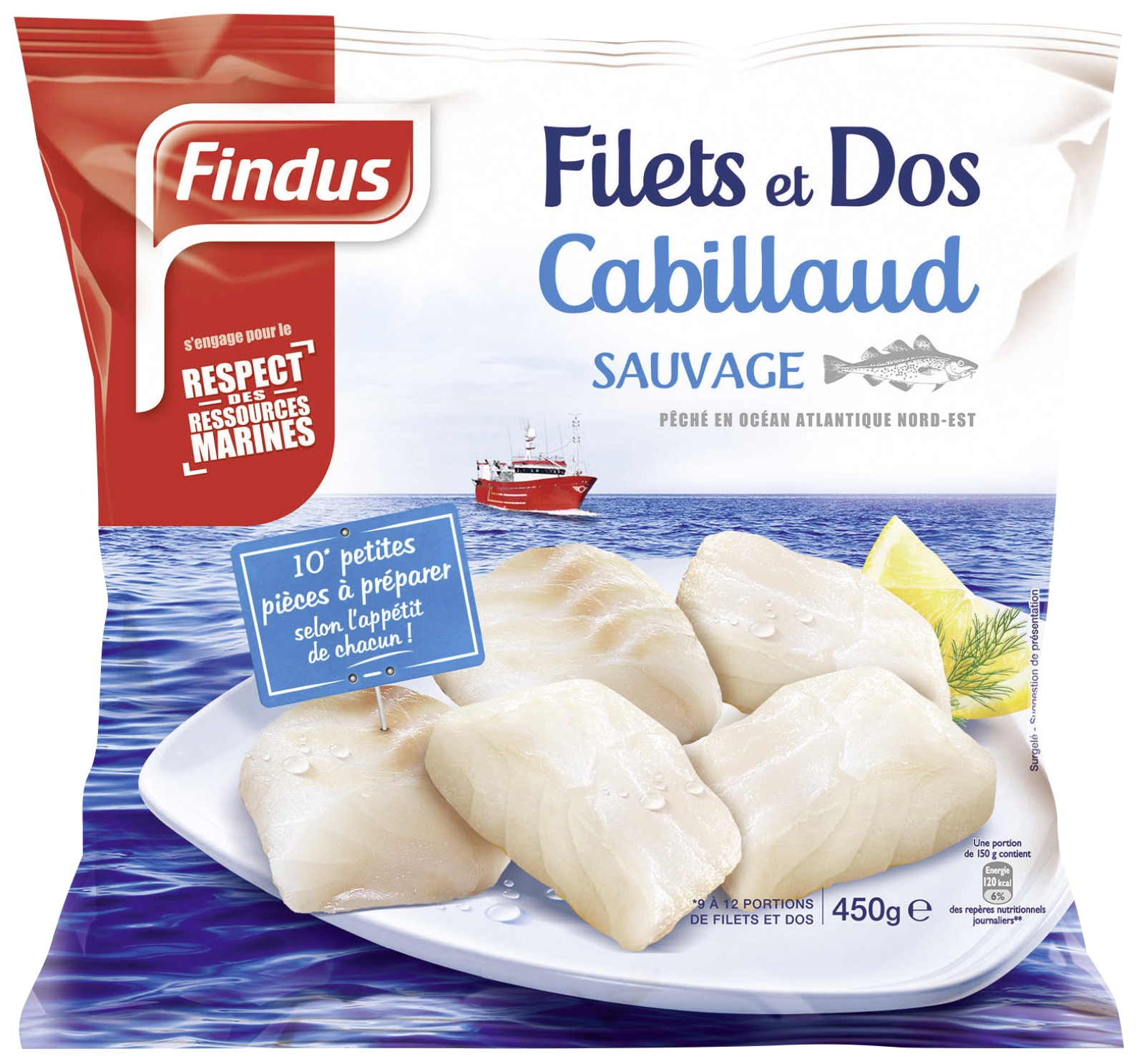 Filets et dos de cabillaud surgelés Findus