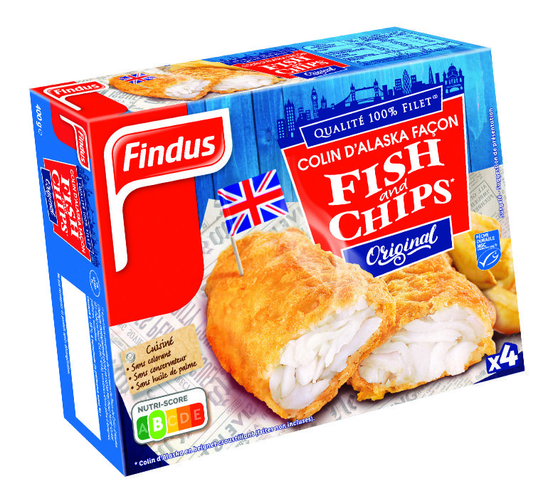  COLIN D’ALASKA FAÇON FISH AND CHIPS ORIGINAL MSC SURGELÉ X4 “FINDUS” code EAN 3599741003380 