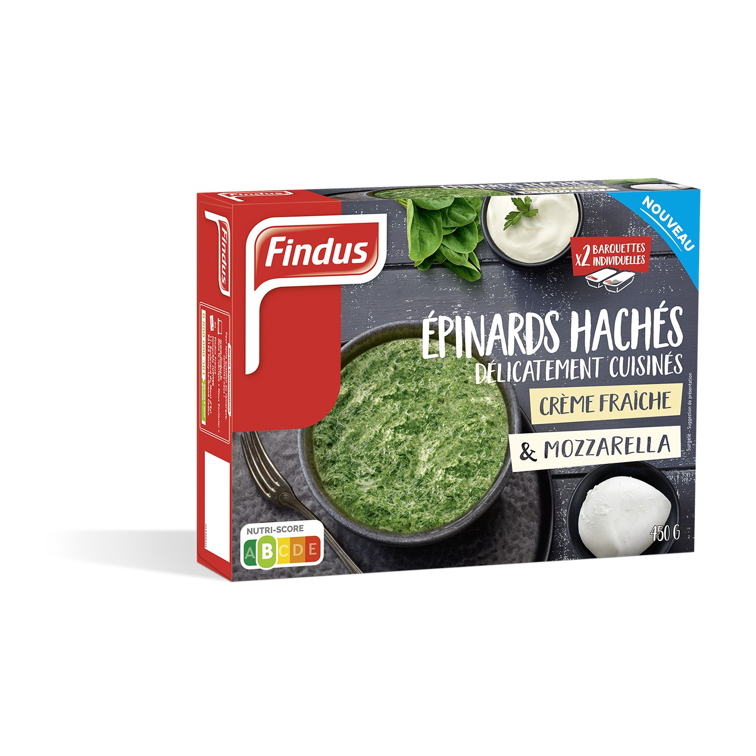 légumes cuisinés épinards hachés à la mozzarell...