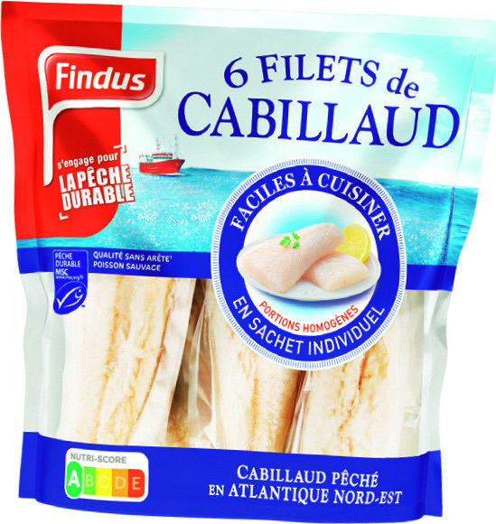  6 FILETS DE CABILLAUD SURGELÉS “FINDUS” code EAN 3599741005186 