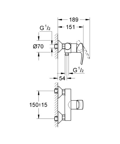GROHE Mitigeur douche eurostyle 32229001 (import allemagne) code EAN 3600076270061 