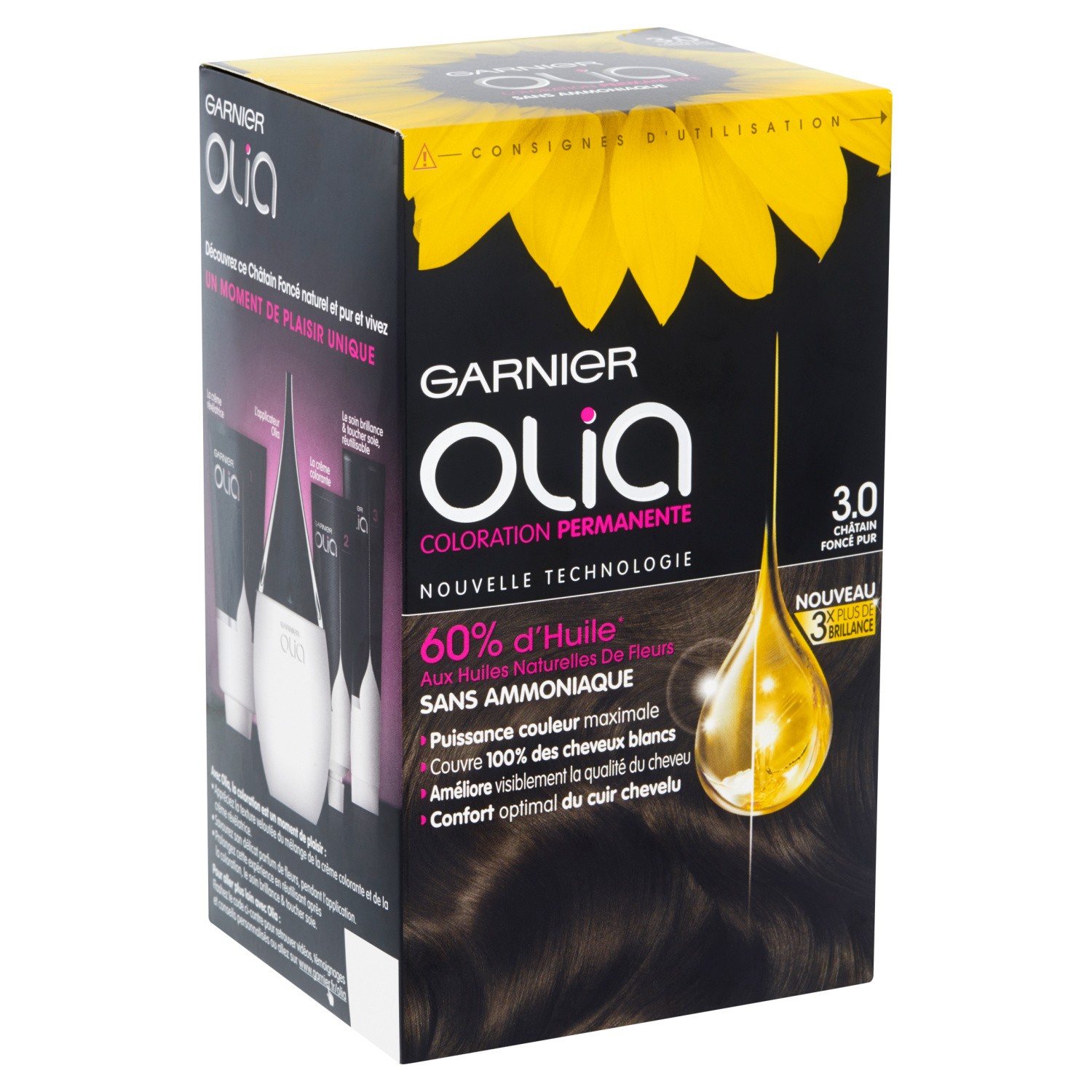 Coloration permanente 3.0 châtain foncé pur GAR...