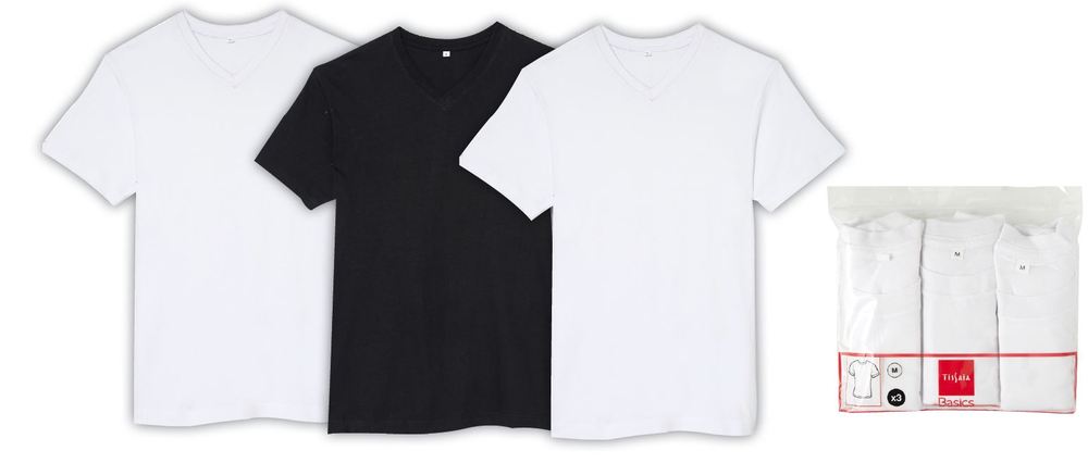 LOT DE 3 TEE-SHIRTS COL ROND OU COL V 