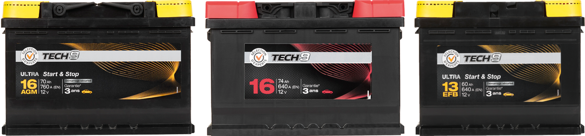 TECH9 SUR LES BATTERIES AUTO PRÉSENTES EN MAGASIN DE LA GAMME "TECH9" code EAN 3601020003780 