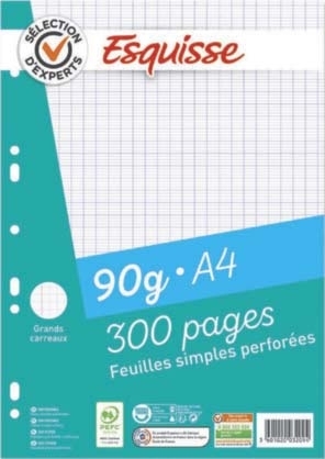 300 PAGES FEUILLES  SIMPLES PERFORÉES  “ESQUISSE”