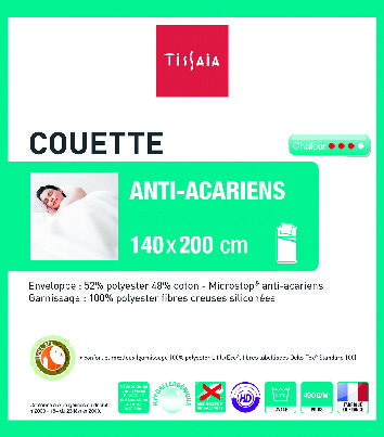 COUETTE ANTI-ACARIENS MICROSTOP® 140 X 200 CM