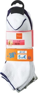 LOT DE 6 PAIRES ULTRA COURTES FEMME