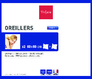 LOT DE 2 OREILLERS 60 X 60 CM