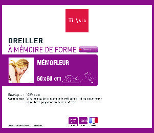 Oreiller mémoire de forme 60x60 3601025467679 Tissaia Oreiller mémoire de forme 60x60 3601025467679 Tissaia