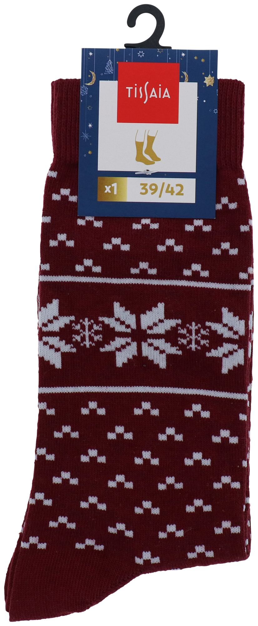 TISSAIA PAIRE DE CHAUSSETTES FANTAISIE NOEL HOMME OU FEMME
 code EAN 3601025507238 