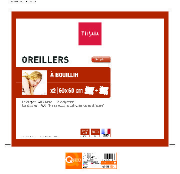 LOT DE 2 OREILLERS À BOUILLIR 60 X 60 CM