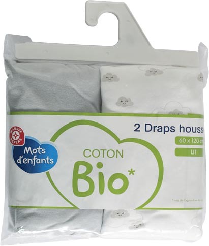 LOT DE 2 DRAPS HOUSSE 1 UNI + 1 FANTAISIE