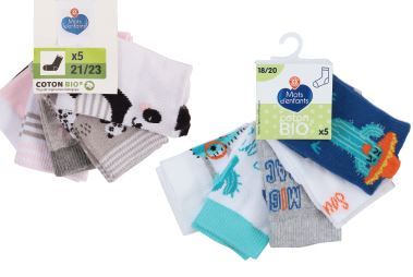 LOT DE 5 CHAUSSETTES FANTAISIE BÉBÉ