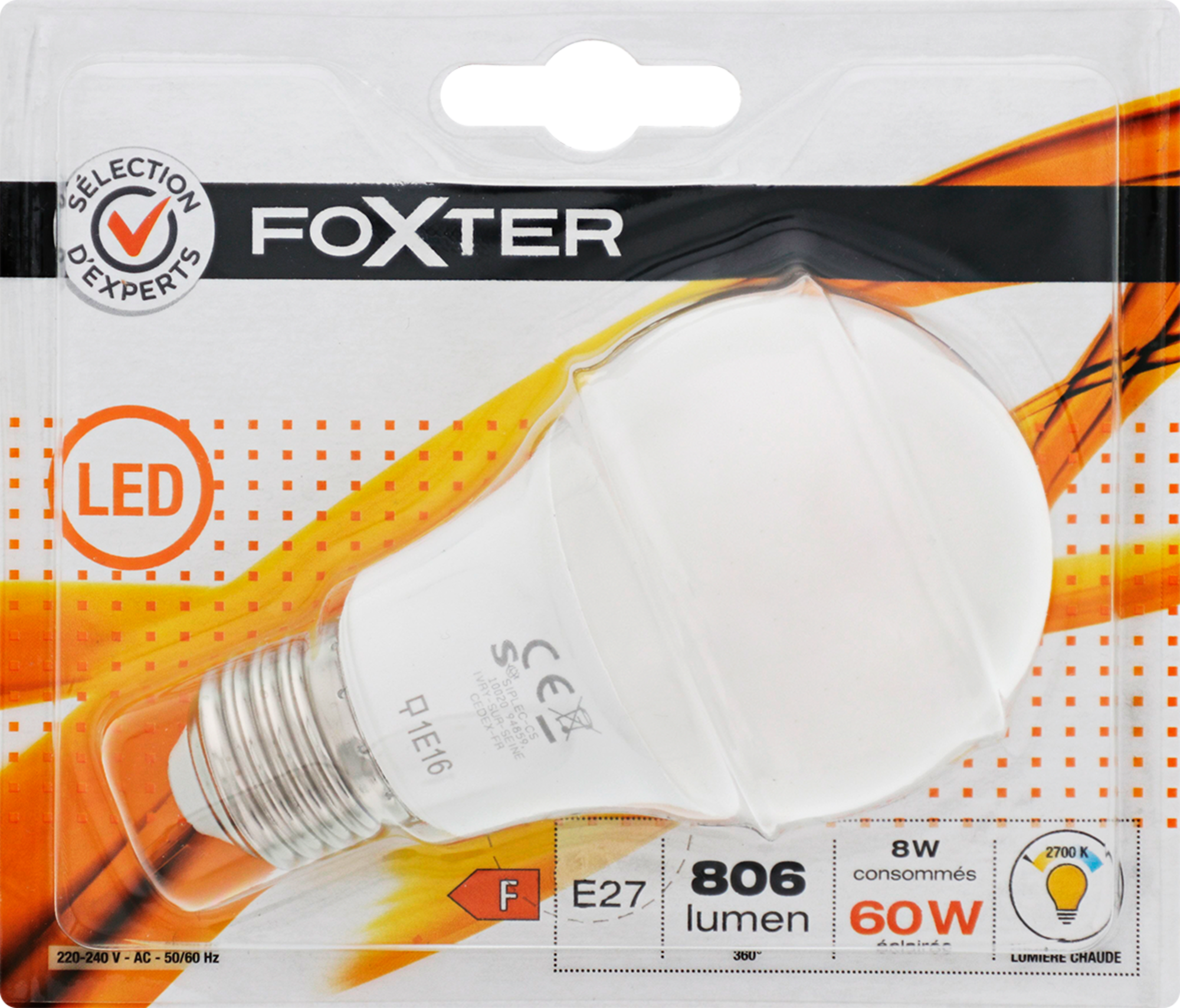 FOXTER AMPOULE E27 60 W code EAN 3601029885721 