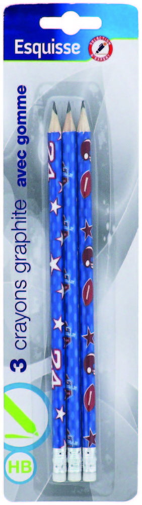 3 CRAYONS GRAPHITE HB DÉCORÉS