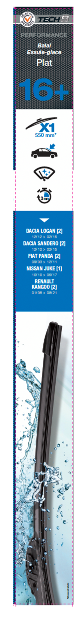 TECH9 SUR LES PRODUITS PRÉSENTS EN MAGASIN DE LA GAMME DE BALAIS D'ESSUIE-GLACES "TECH9'' code EAN 3601029918061 