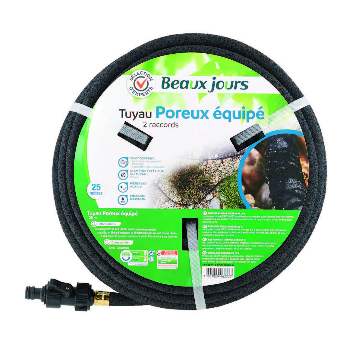 TUYAU POREUX ÉQUIPÉ 25 M 3601029963337 BEAUX JOURS TUYAU POREUX ÉQUIPÉ 25 M 3601029963337 BEAUX JOURS