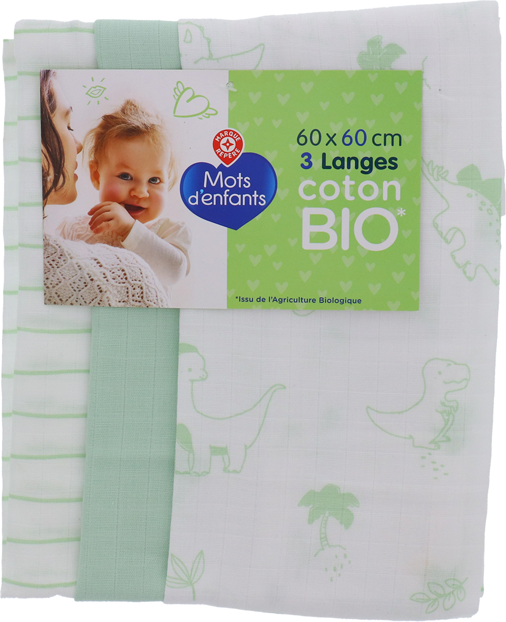 LOT DE 3 LANGES IMPRIME BIO