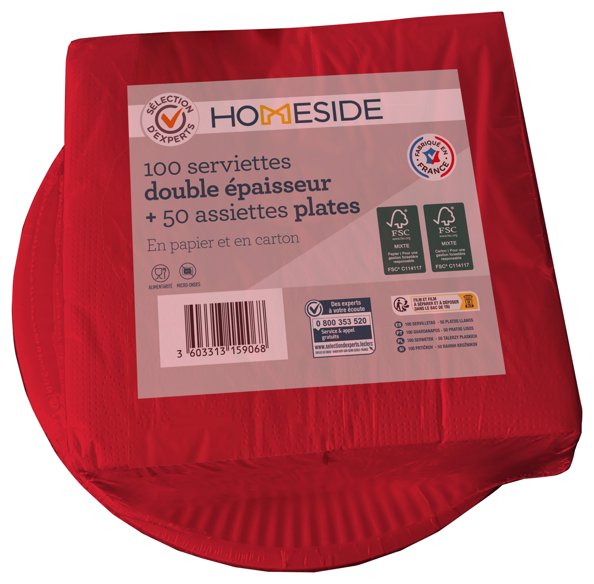 LOT DE 100 SERVIETTES ET 50 ASSIETTES