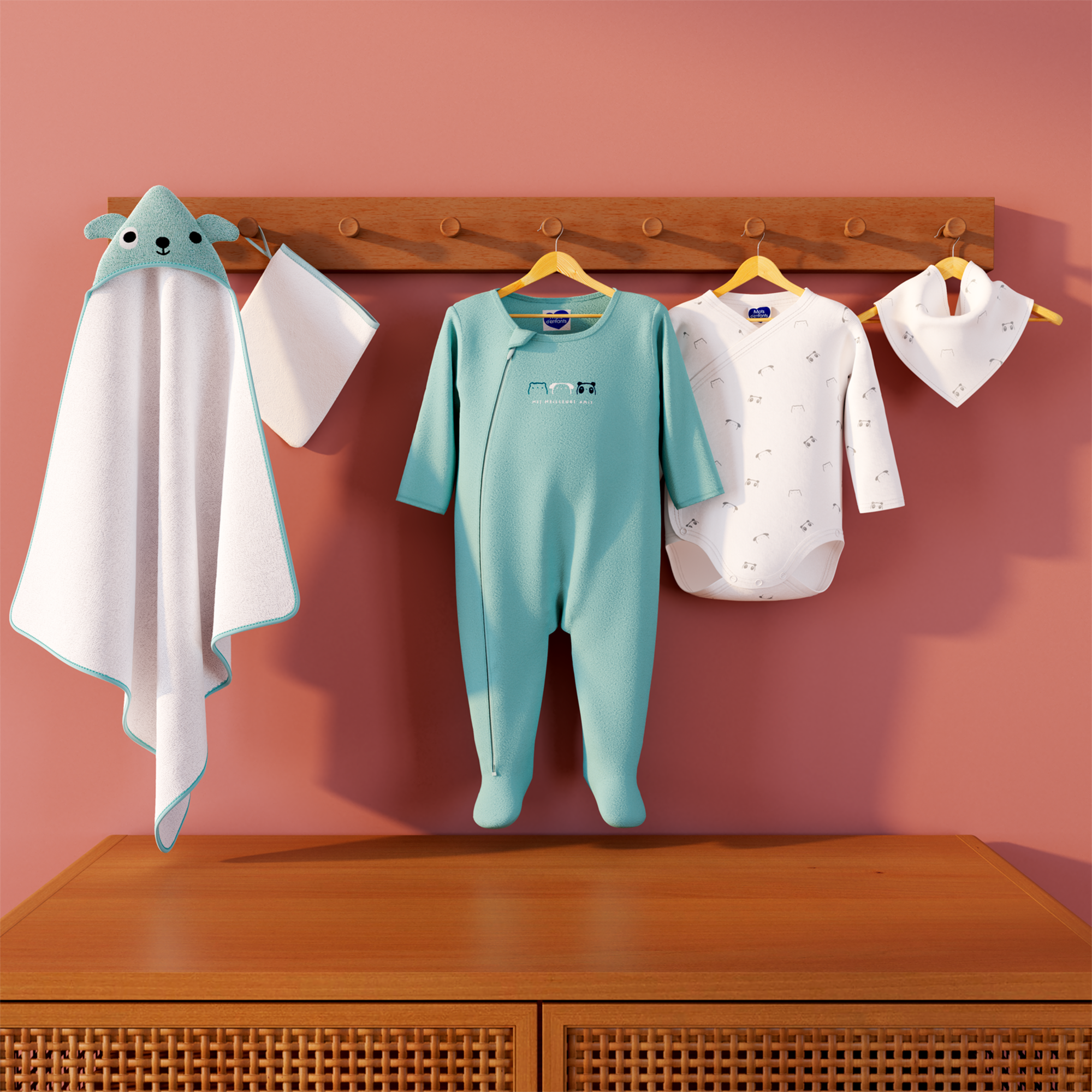 LOT NAISSANCE : PYJAMA VELOURS + BODY MANCHES LONGUES bébé + BAVOIR 3603313170599 MOTS D'ENFANTS LOT NAISSANCE : PYJAMA VELOURS + BODY MANCHES LONGUES bébé + BAVOIR 3603313170599 MOTS D'ENFANTS