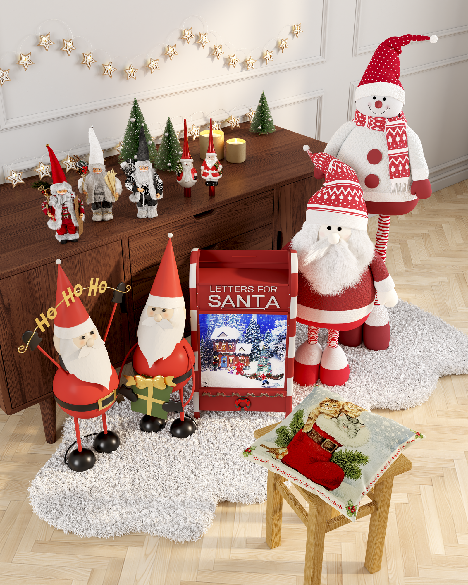 CIMIER EN VERRE PERE NOEL OU BONHOMME DE NEIGE