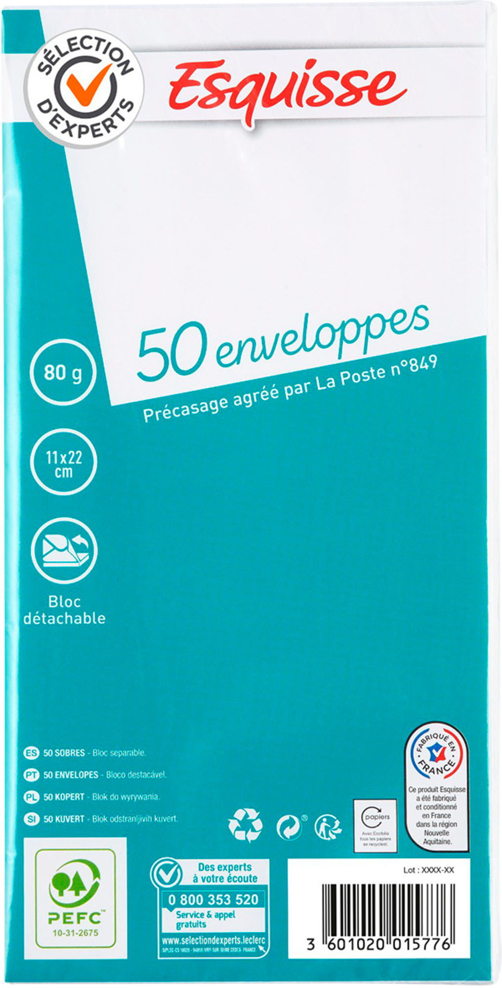 ESQUISSE SUR LES PRODUITS DE LA GAMME CORRESPONDANCE "ESQUISSE" code EAN 3603313265226 