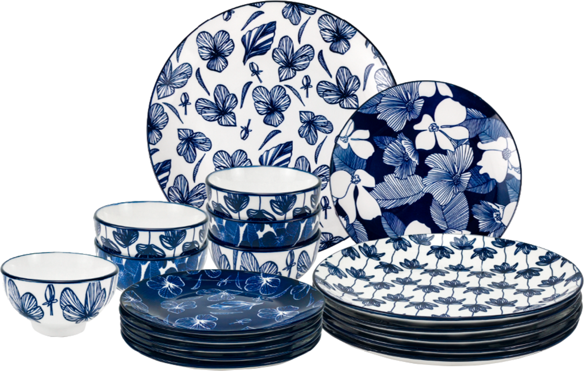 HOMESIDE SERVICE DE TABLE 18 PIECES MIX AND MATCH BLEU - COLLECTION ADELE code EAN 3603313504431 