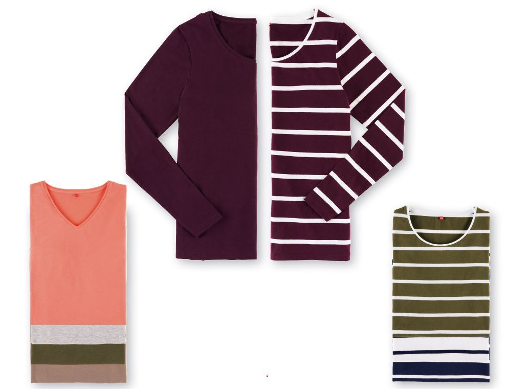 TEE-SHIRT COL ROND, COL V OU RAYÉ