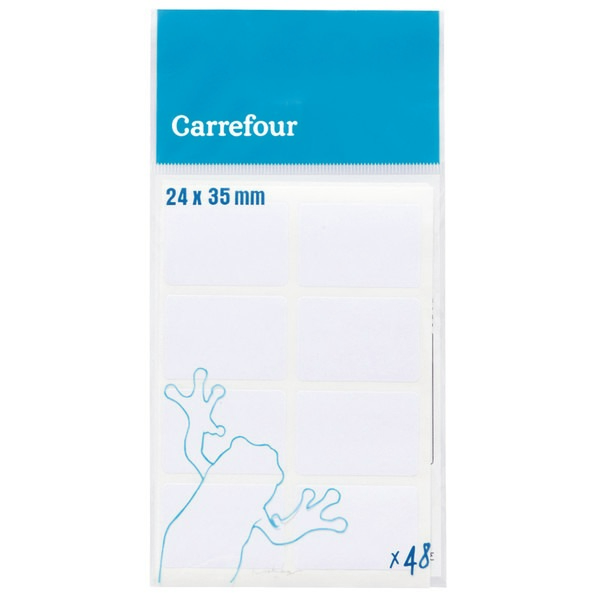 48 ÉTIQUETTES BLANCHES ADHÉSIVES CARREFOUR
