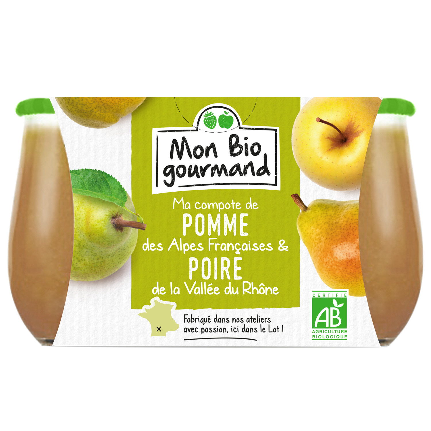 MON BIO GOURMAND Compote Bio pomme poire MON BIO GOURMAND code EAN 3608580055303 