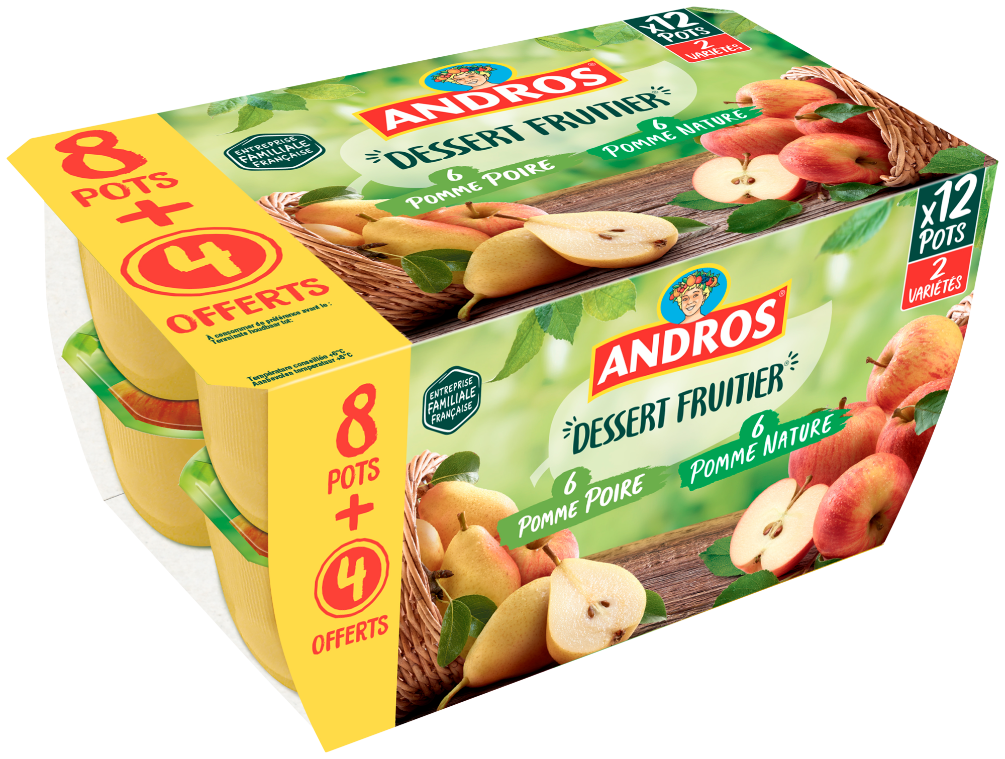 Dessert fruitier pomme poire et pomme nature