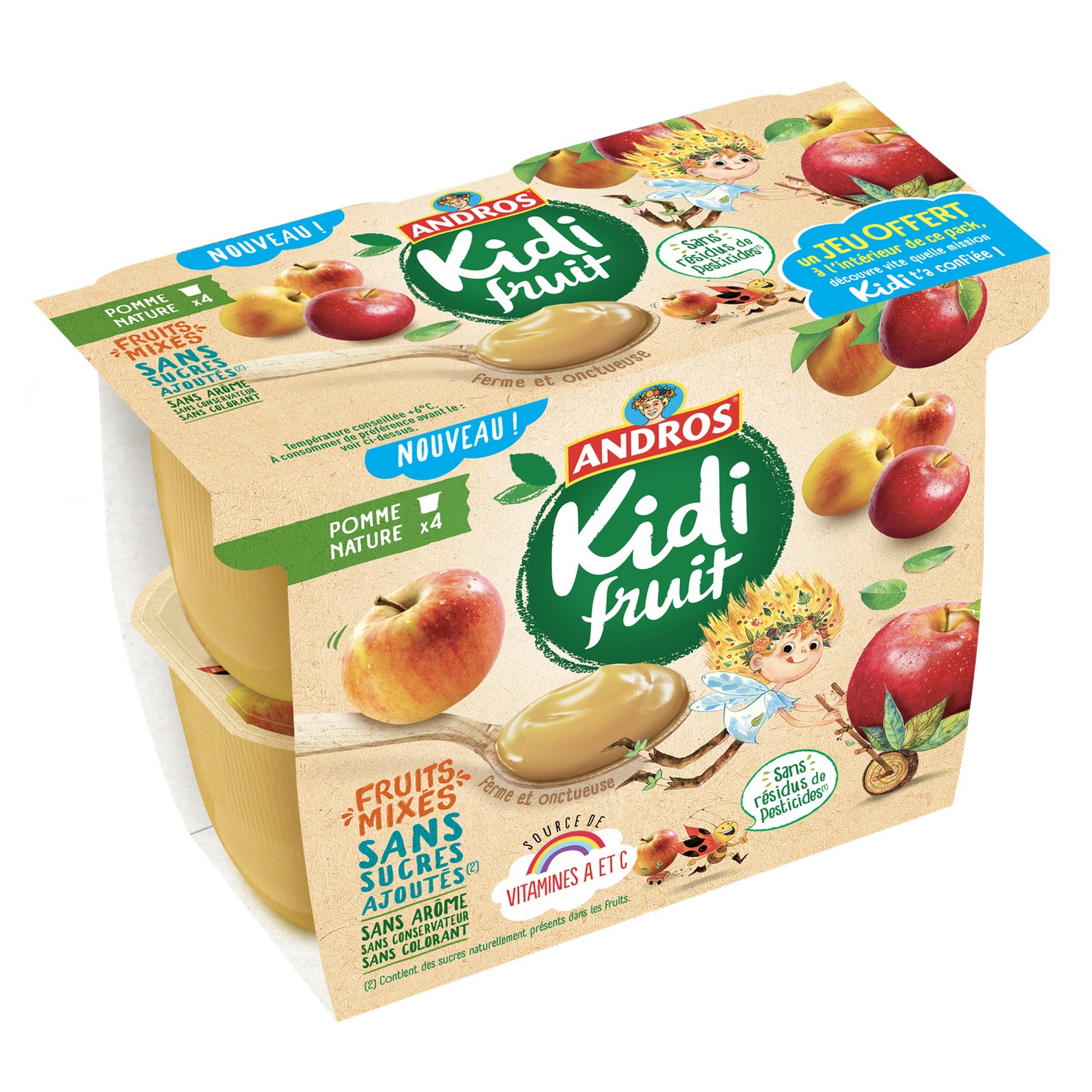 Compotes Kidifruit pommes sans sucres ajoutés A...