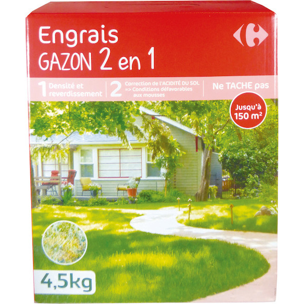 ENGRAIS GAZON 2 EN 1 CARREFOUR