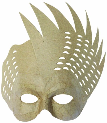 Masque en papier mâché en forme d'oiseau marron