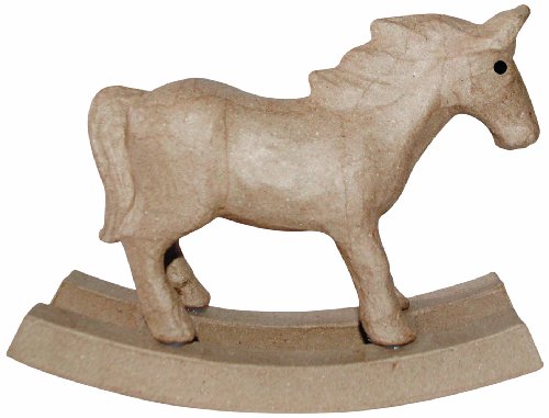 Petit cheval à bascule sa144o en papier mâché m...