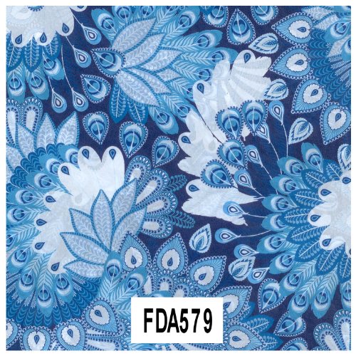Rã©f 579 motif plumes de paon bleu/blanc/bleu f...