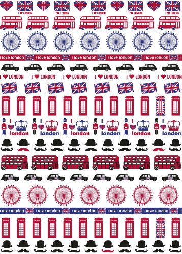 Lot de 3 feuilles de décoration motif hello london