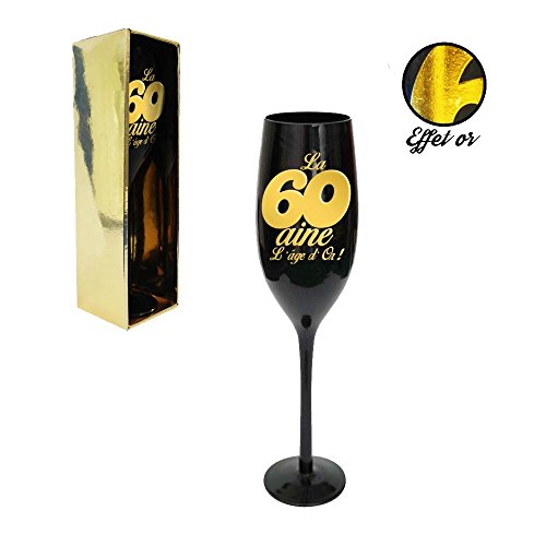 Flute Champagne Anniversaire 60 aine Noire effe...