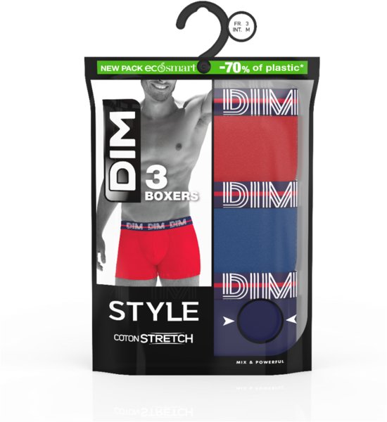 DIM LOT DE 3 BOXER HOMME POWERFULL 
 code EAN 3610861514409 