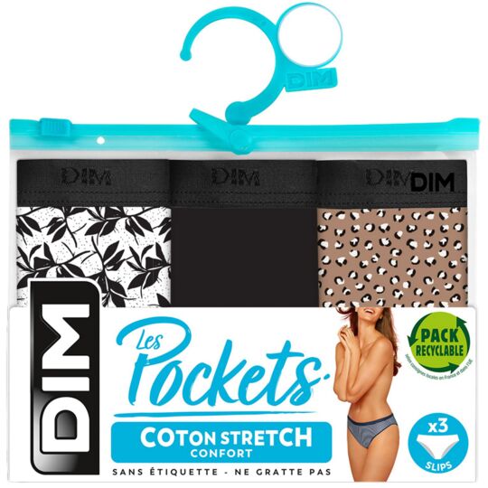  Slip femme noir/camel coton stretch T40/42 Les Pockets code EAN 3610862645218 