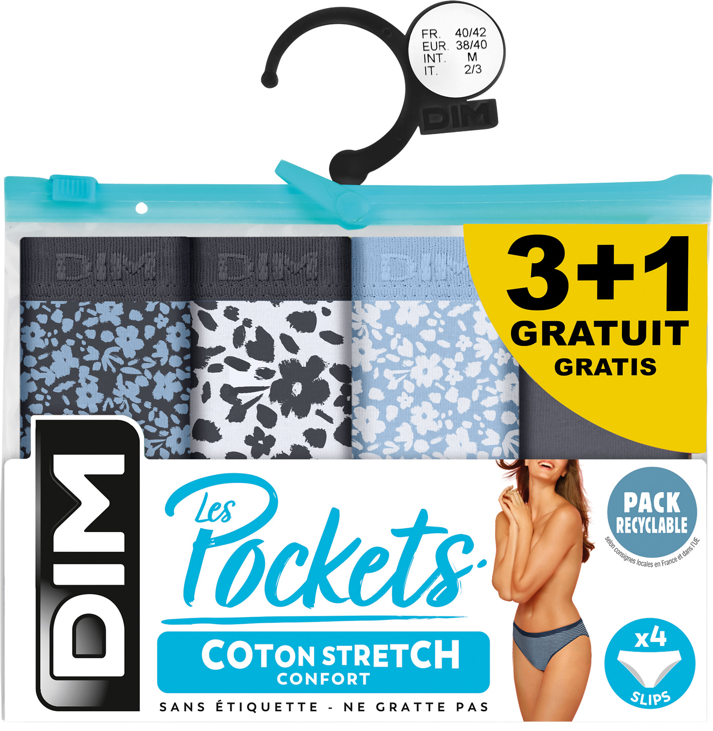  LOT DE 3 SLIPS OU BOXERS FEMME  +1 GRATUIT  code EAN 3610863182071 