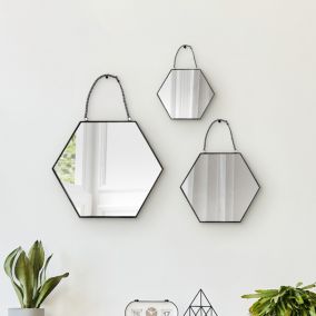 Lot 3 miroirs hexagonaux noir 15x15 cm, 20x20 cm, 25x25 cm Dada Art 3611840618842 Lot 3 miroirs hexagonaux noir 15x15 cm, 20x20 cm, 25x25 cm Dada Art 3611840618842