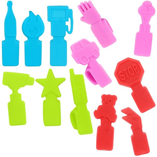 -lot de 12 marque verres en silicone à pince pi...