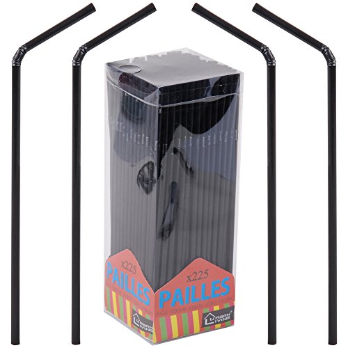 -set lot 225 pailles boisson noir flexible cock...